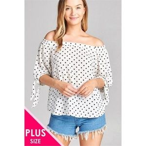 CURVY ROSE POLKA DOT TIE SLEEVE TOP 3 PACK